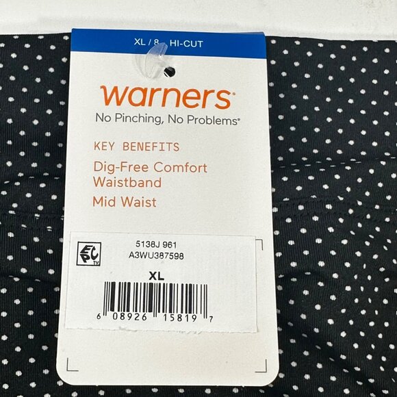 Warner's Women's Size 8 XL Panty Brief Hi Cut Polka Dot Black White New - Picture 3 of 7